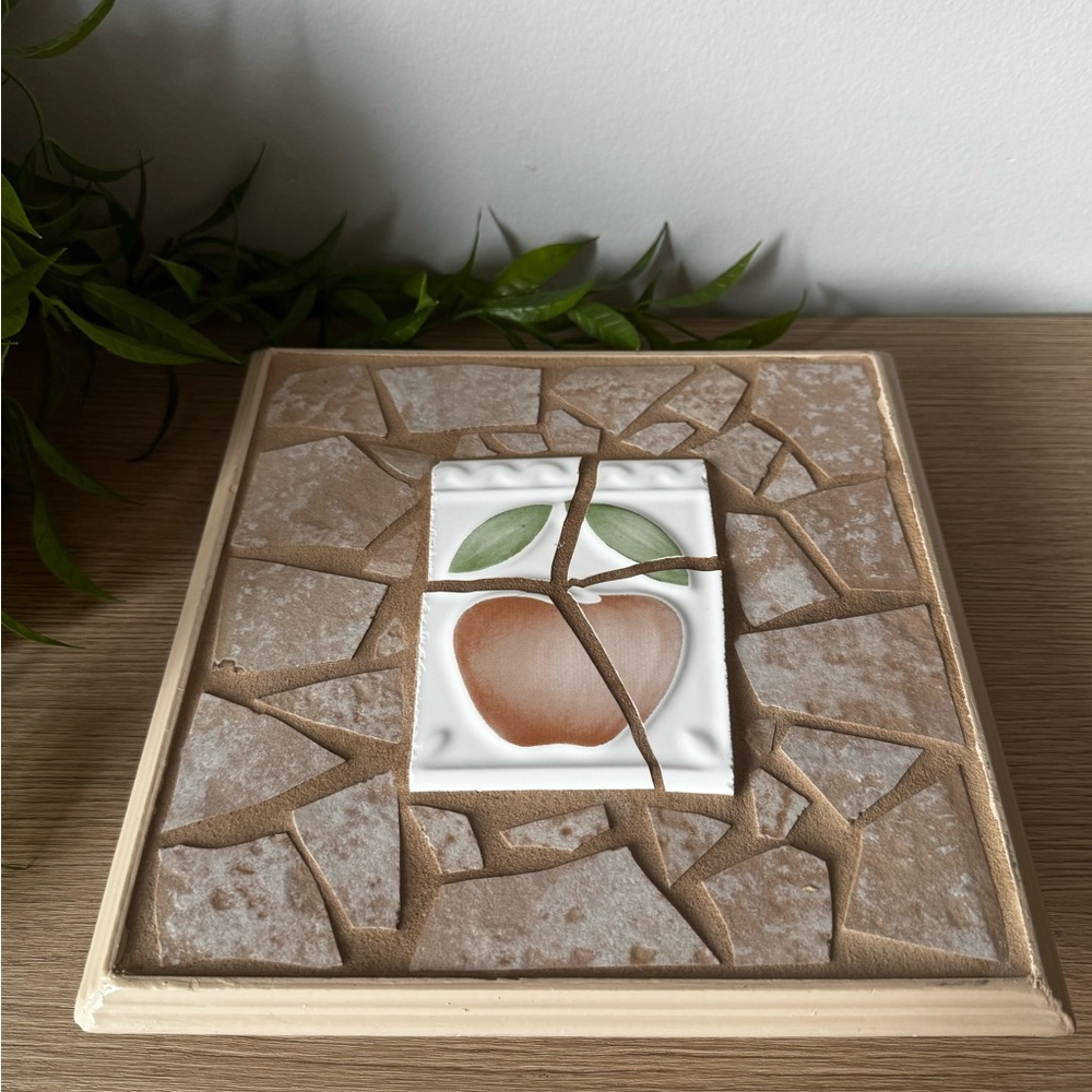 Decorative Tile Trivet with Apple Design